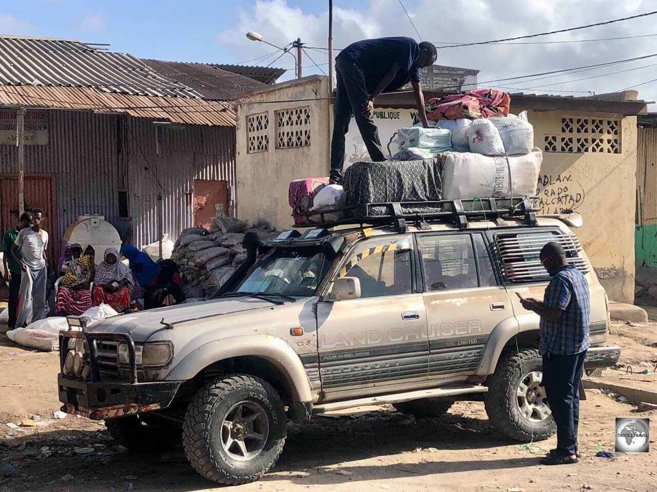 A Somaliland-registered 4WD being readied for its overnight journey from Djibouti City to Hargeisa.