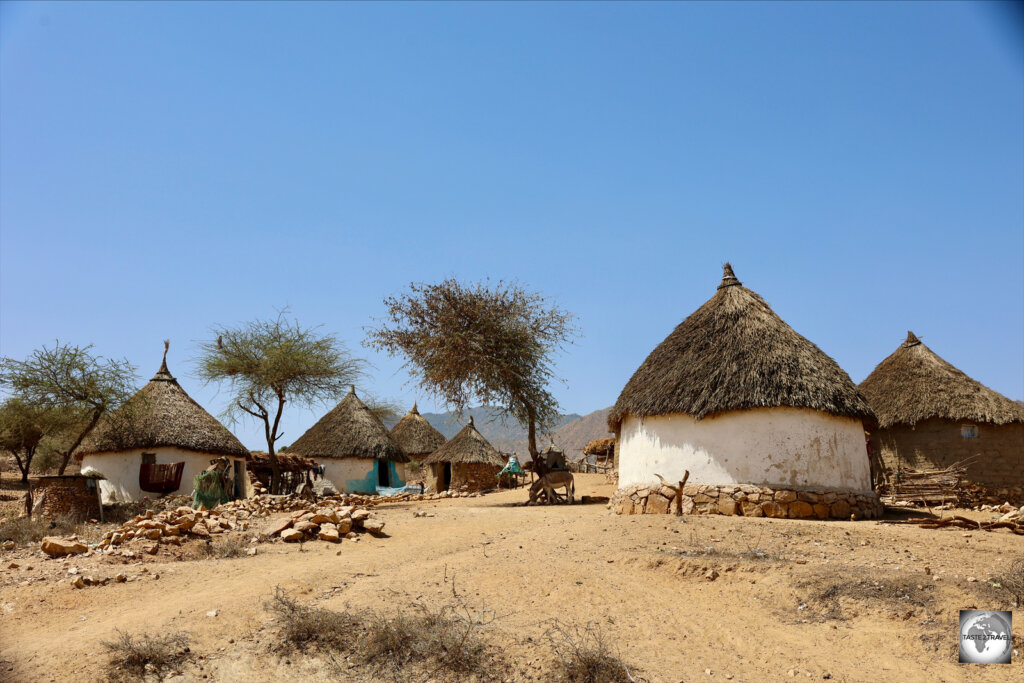 Traditional round huts which belong to the Bilan people, who live in the vicinity of Keren.