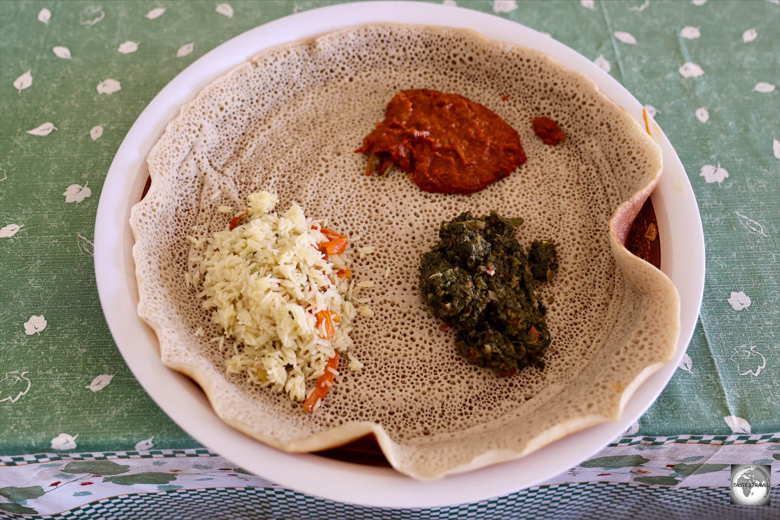 The staple of Eritrean cuisine, Injera was always served for lunch.