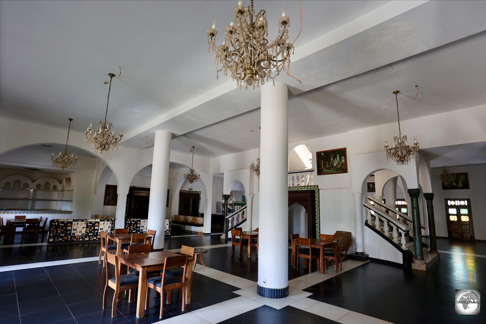 The lobby of the Grand Dahlak hotel.