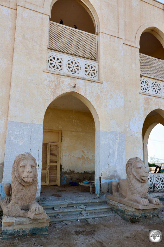 Installed during the reign of Emperor Haile Selassie, imperial lions guard the entrance to the Imperial Palace in Massawa.