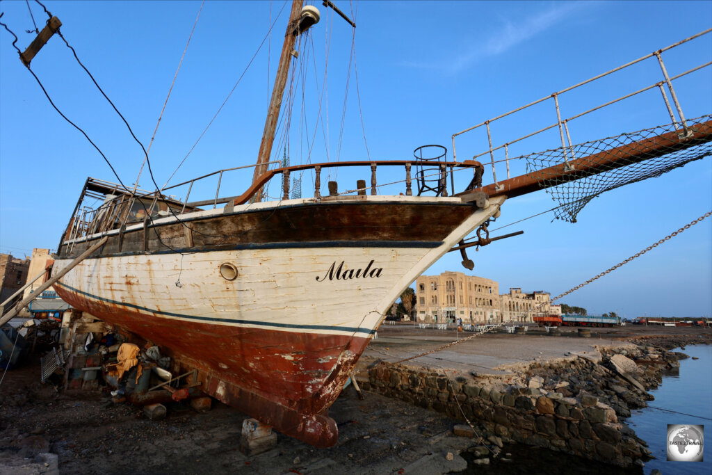 An old St. Vincent-registered boat in Massawa port.