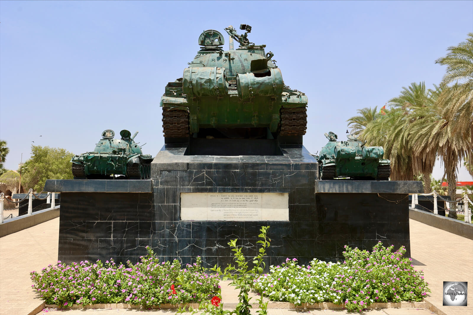 The Tank Memorial in Massawa, features three tanks which were used to defeat Ethiopian forces in 1990.