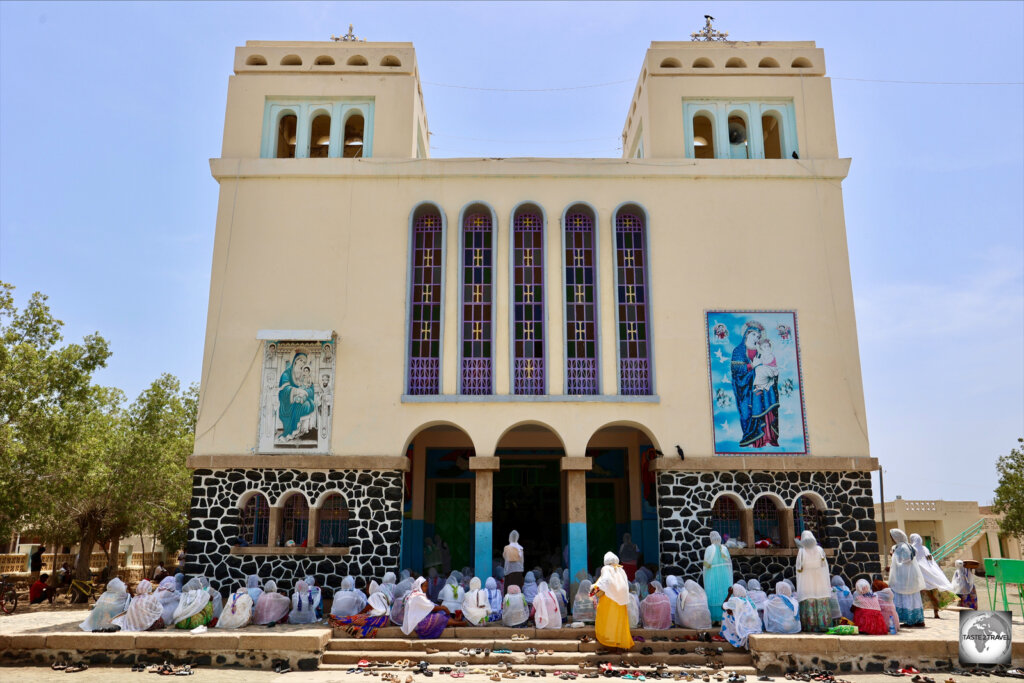 Eritrean Orthodox church service at the St. Mariam cathedral in Massawa.