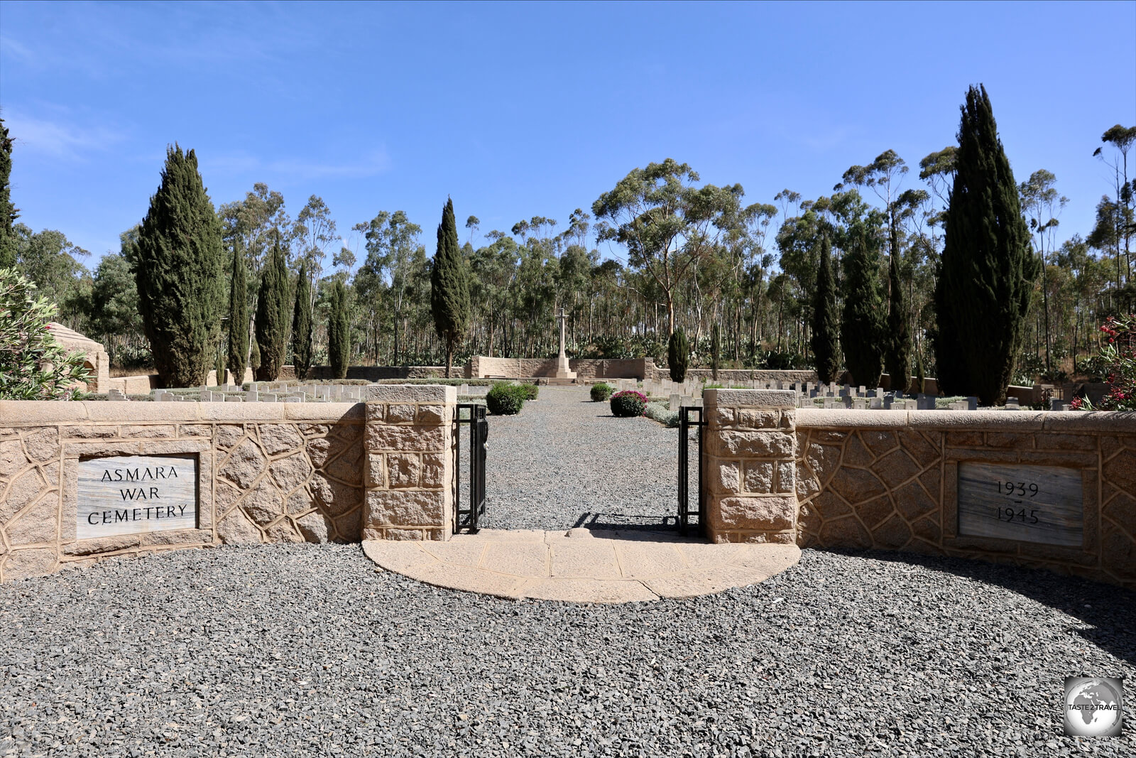 The entrance to the Asmara Commonwealth War Cemetery.