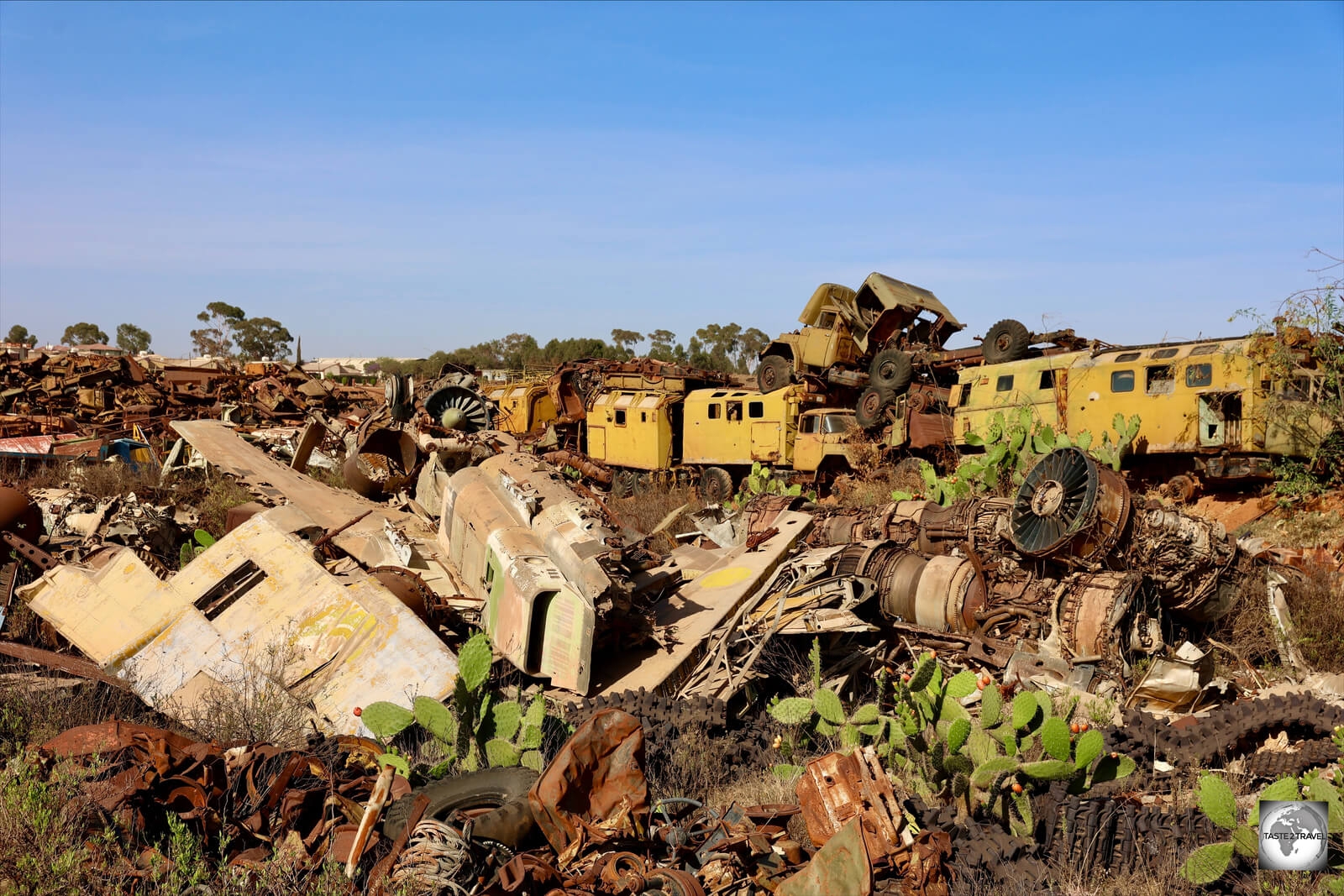 Besides tanks, there are many wrecked planes in the graveyard.