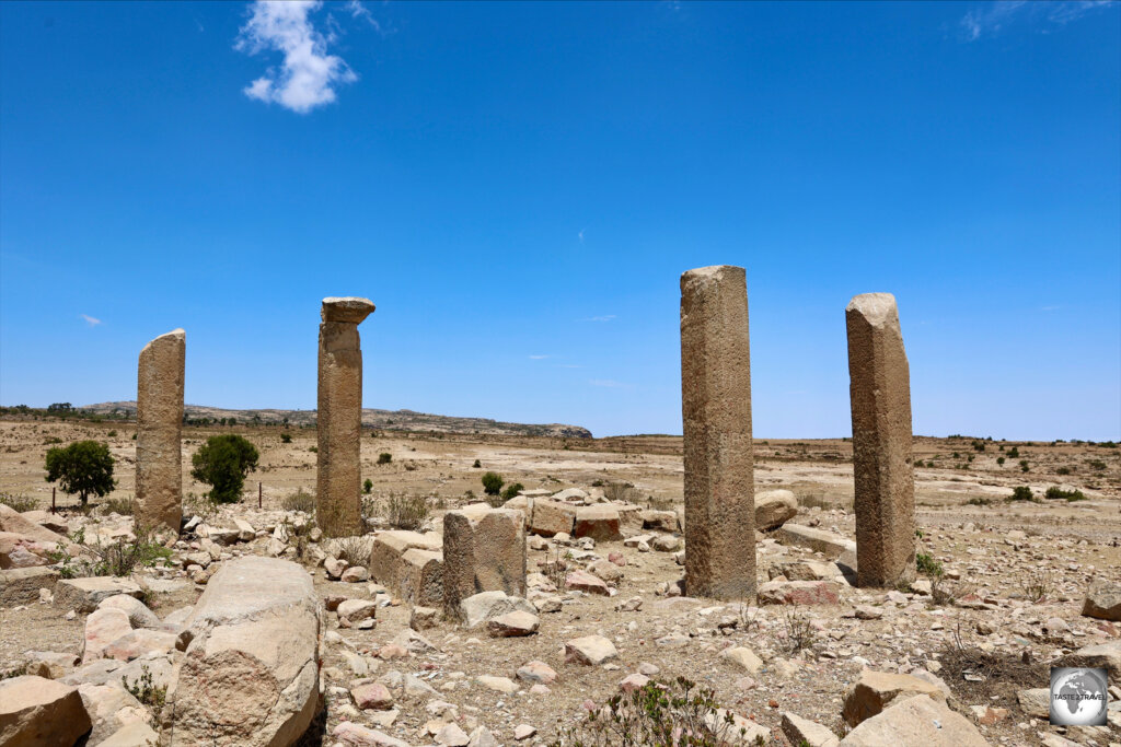 Stone columns, from a pre-Christian era temple, at Qohaito.