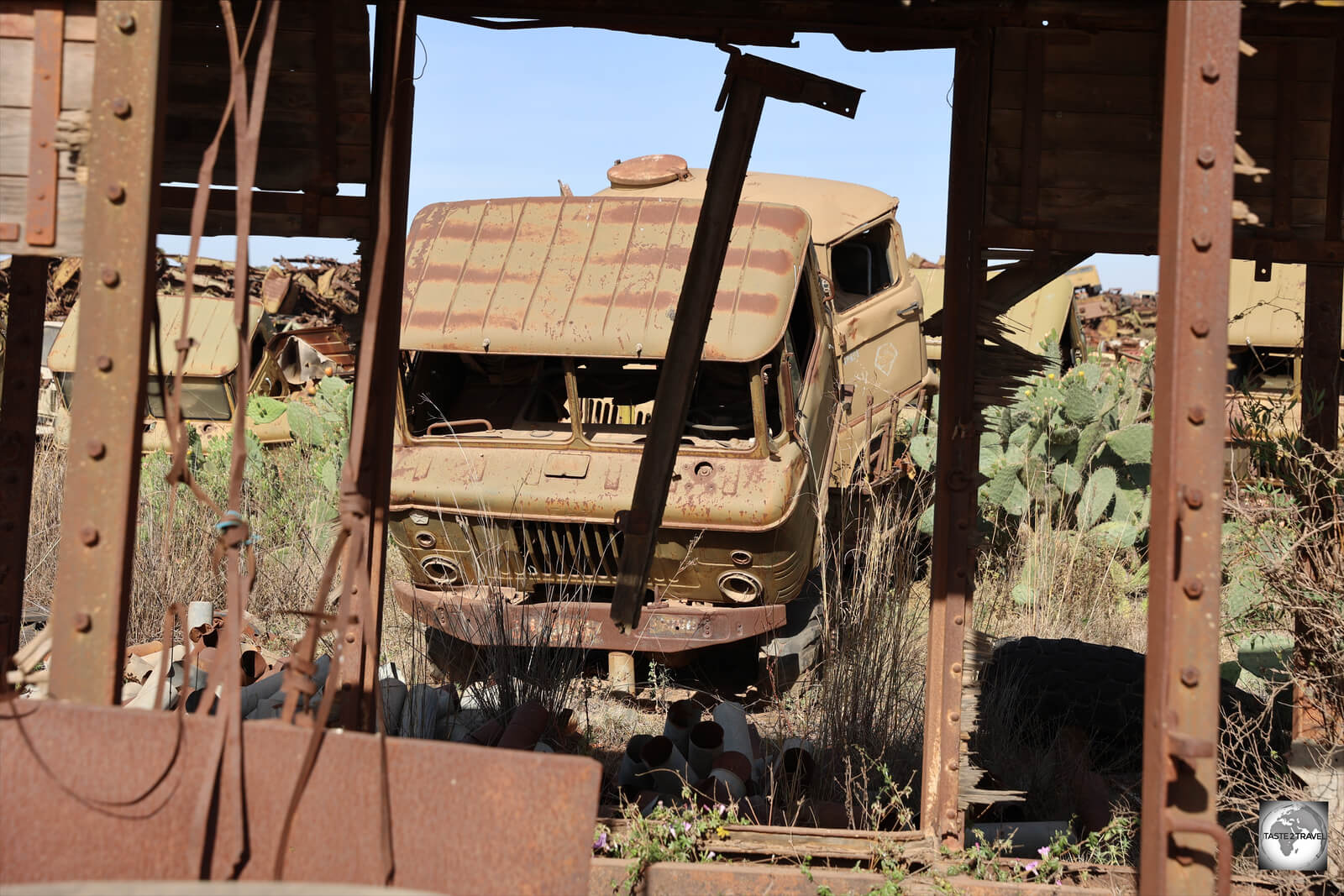 The tank graveyard in Asmara is home to 1000's of pieces of destroyed military equipment.