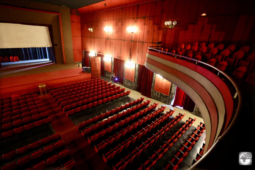 A view of the auditorium of the Cinema Roma from the balcony.