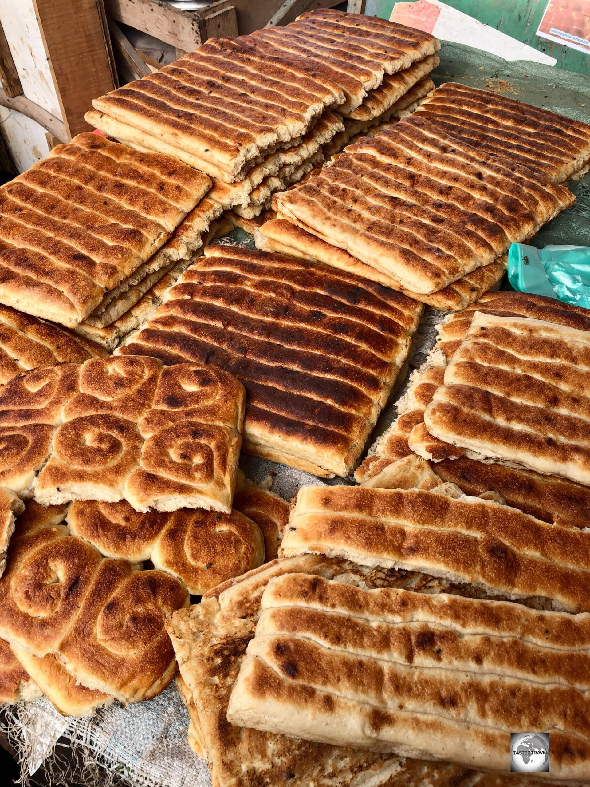 Bread for sale at the central market in Hargeisa.