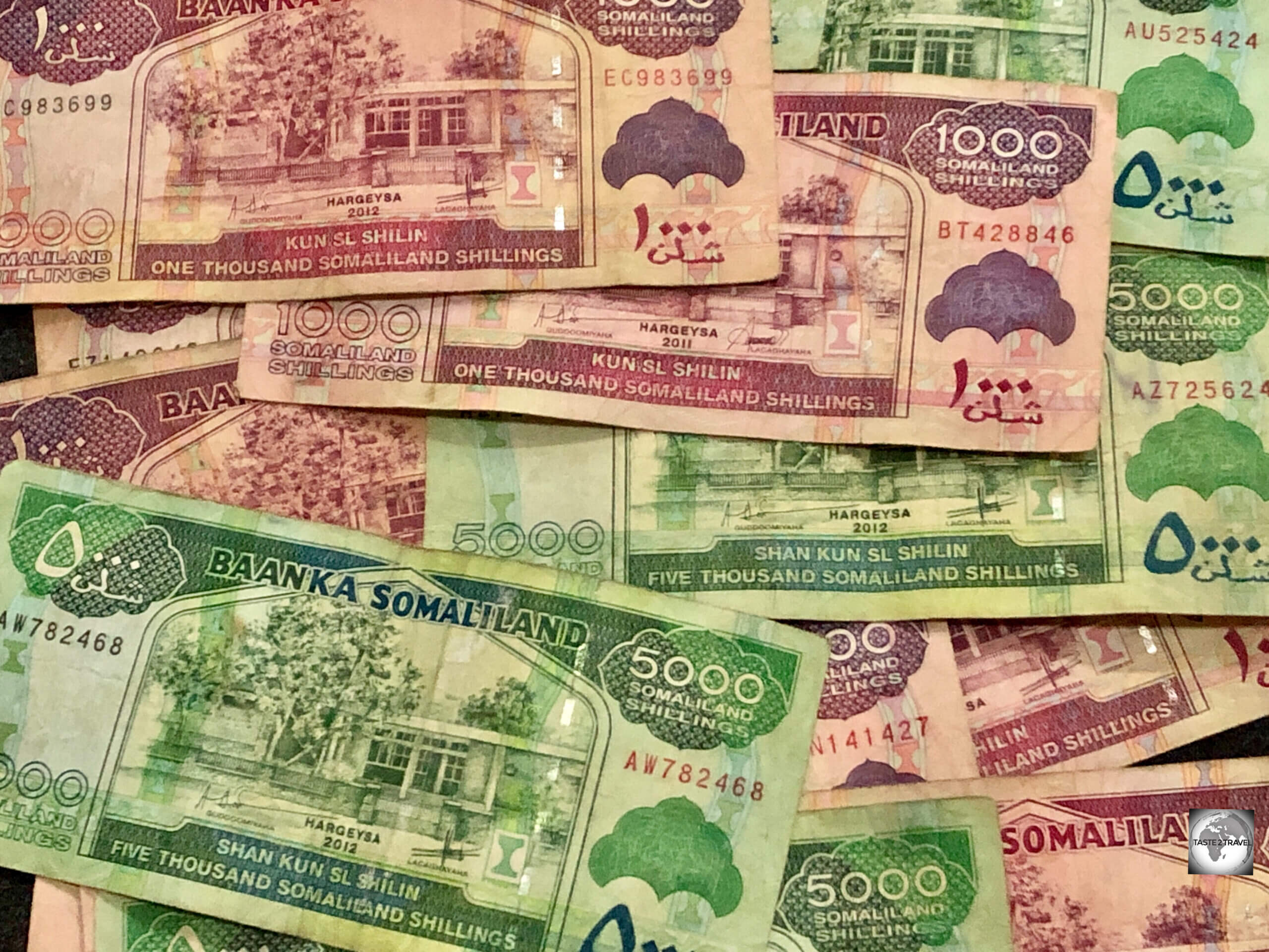 The currency of Somaliland is the Somaliland shilling. It's normally dirty, dusty and smells musty.