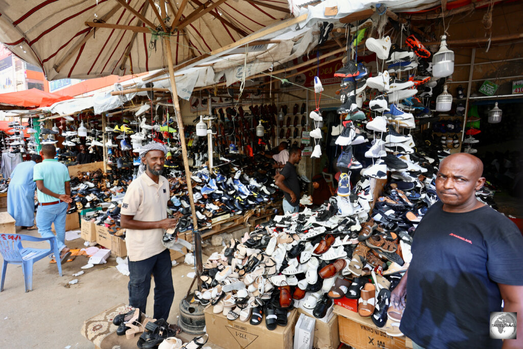 Shoe shops are especially popular in Hargeisa central market.