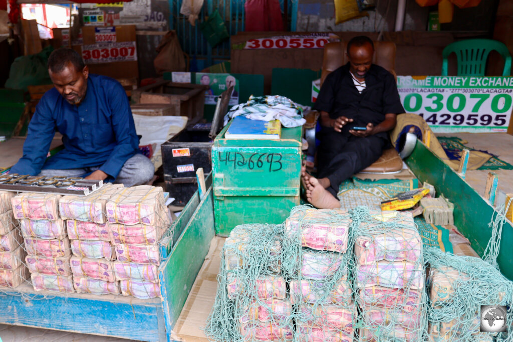 Money changers in Hargeisa central market.