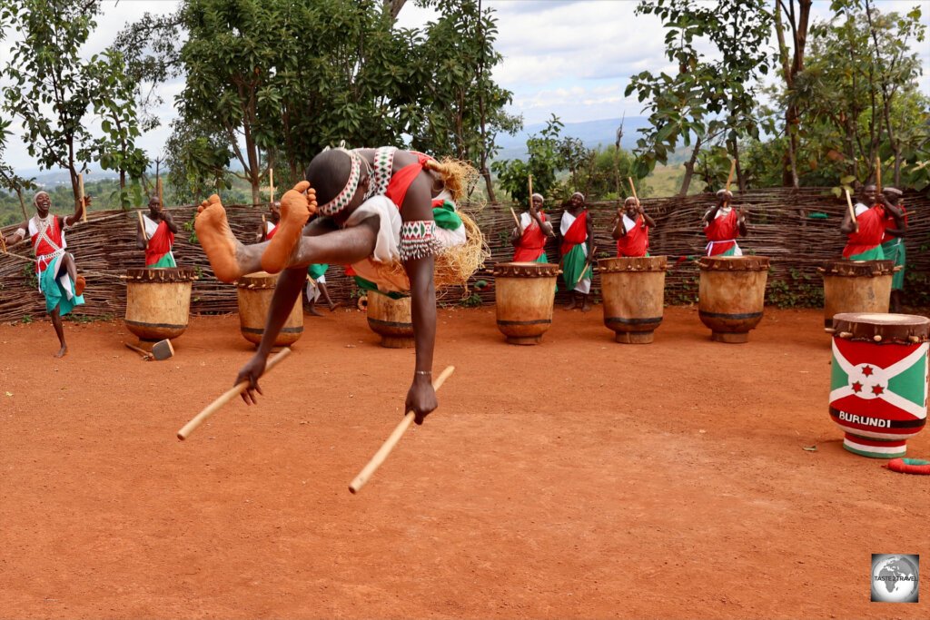 The Gishora Royal Drummers provide a display of athleticism during their performance.
