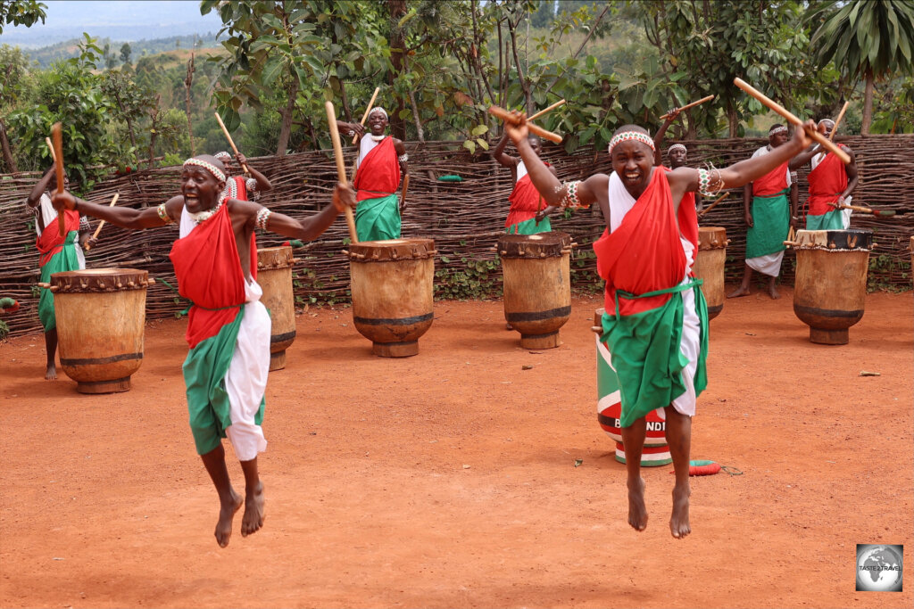 The very energetic performance by the Gishora Royal Drummers is a highlight of Burundi.