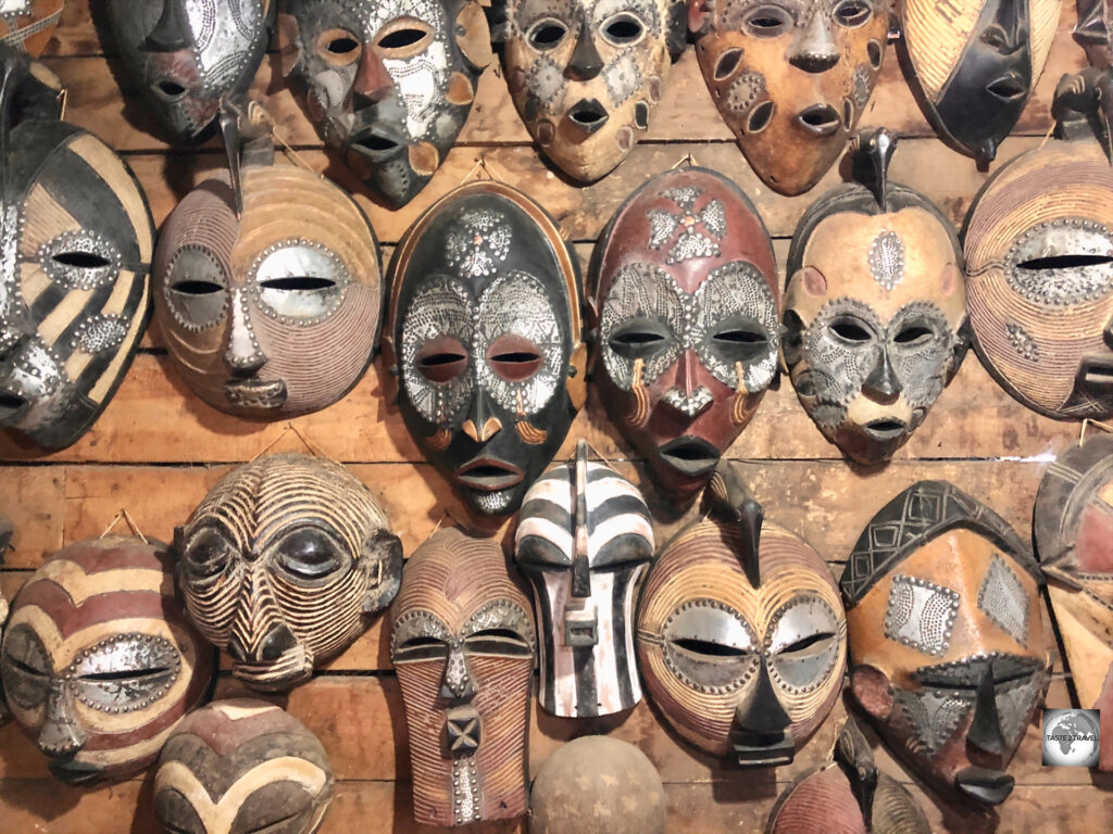 Masks for sale at the Bujumbura craft market.