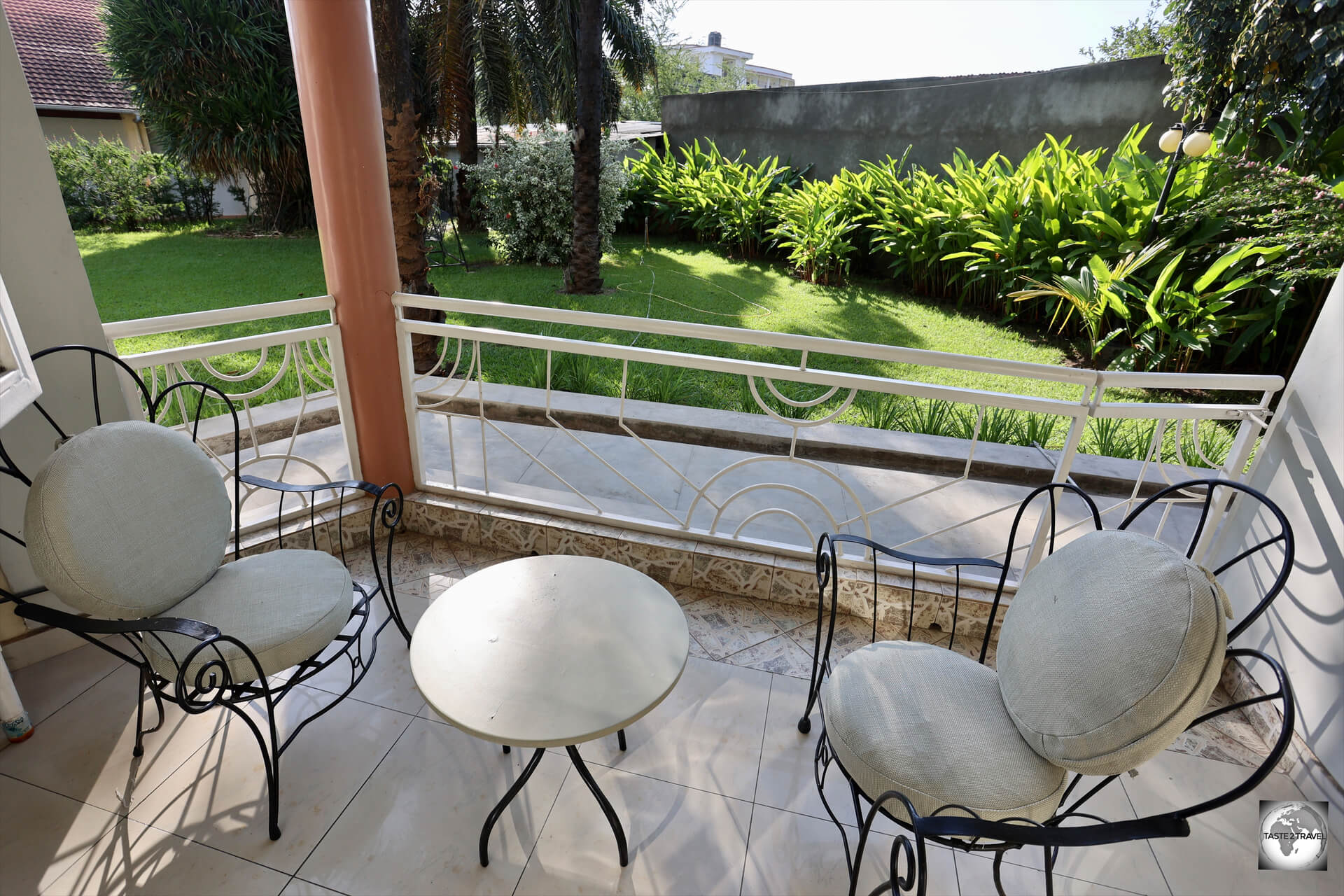 The view from my balcony at the hotel Safari Gate in Bujumbura, which overlooked the extensive garden.