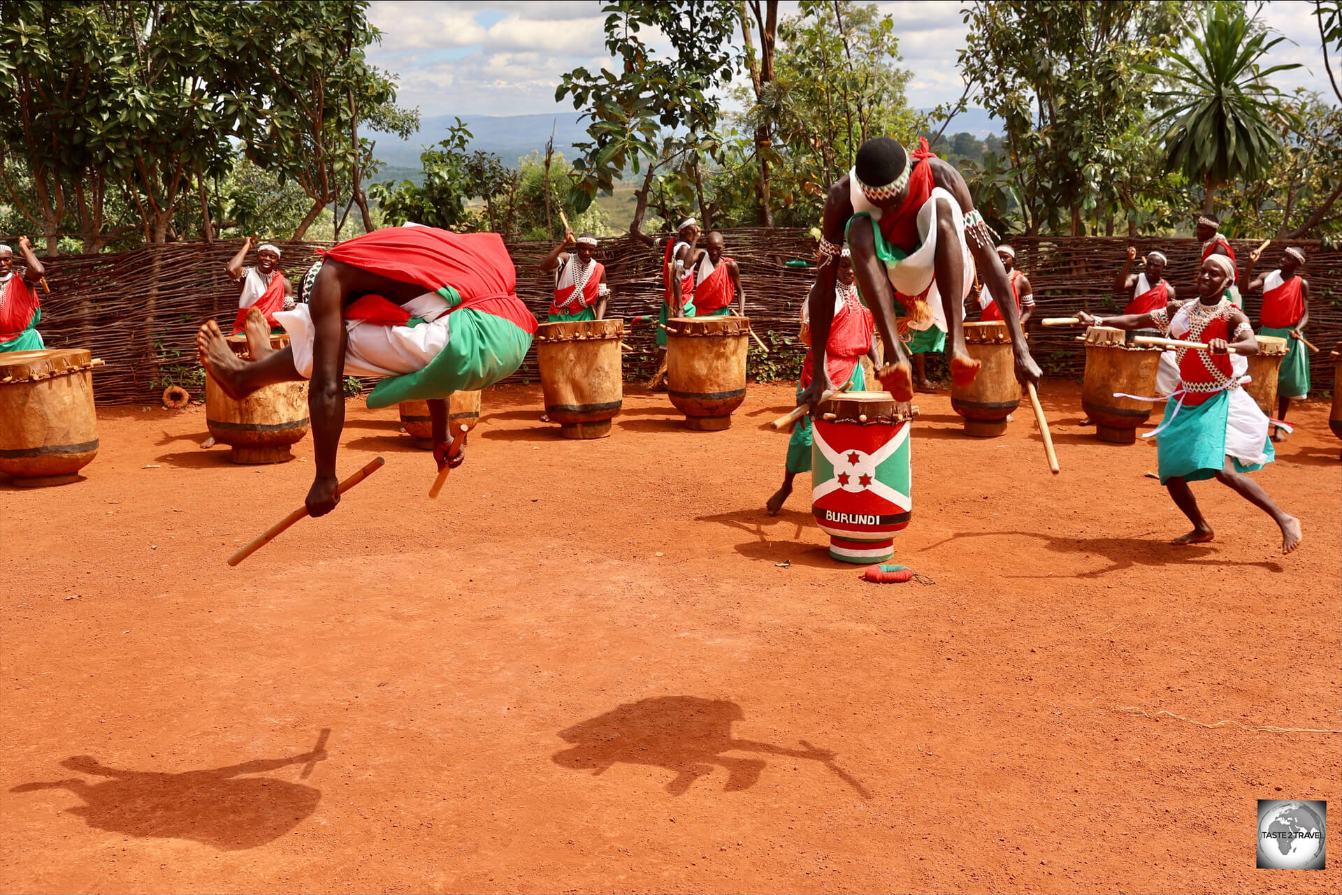 Lots of high jumps by the athletic Gishora Royal Drummers.