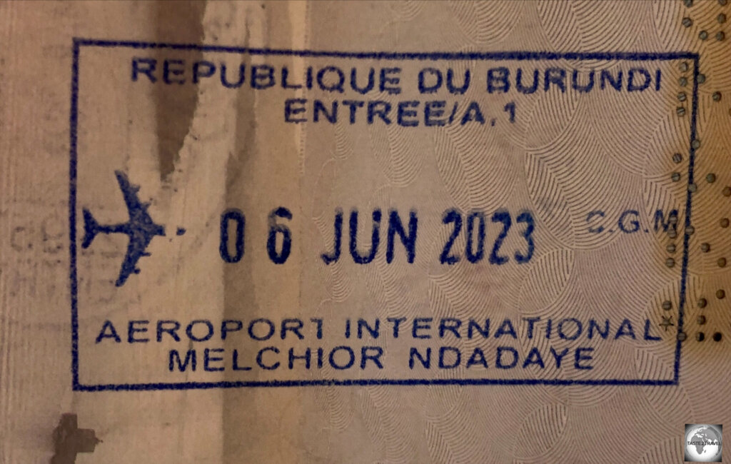 My Burundi immigration entry stamp.