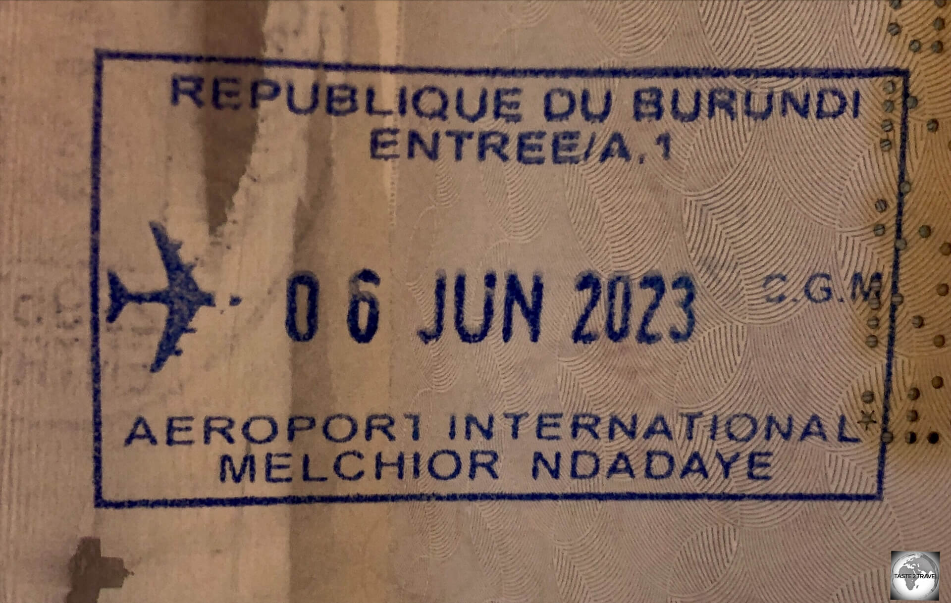 My Burundi entry stamp.
