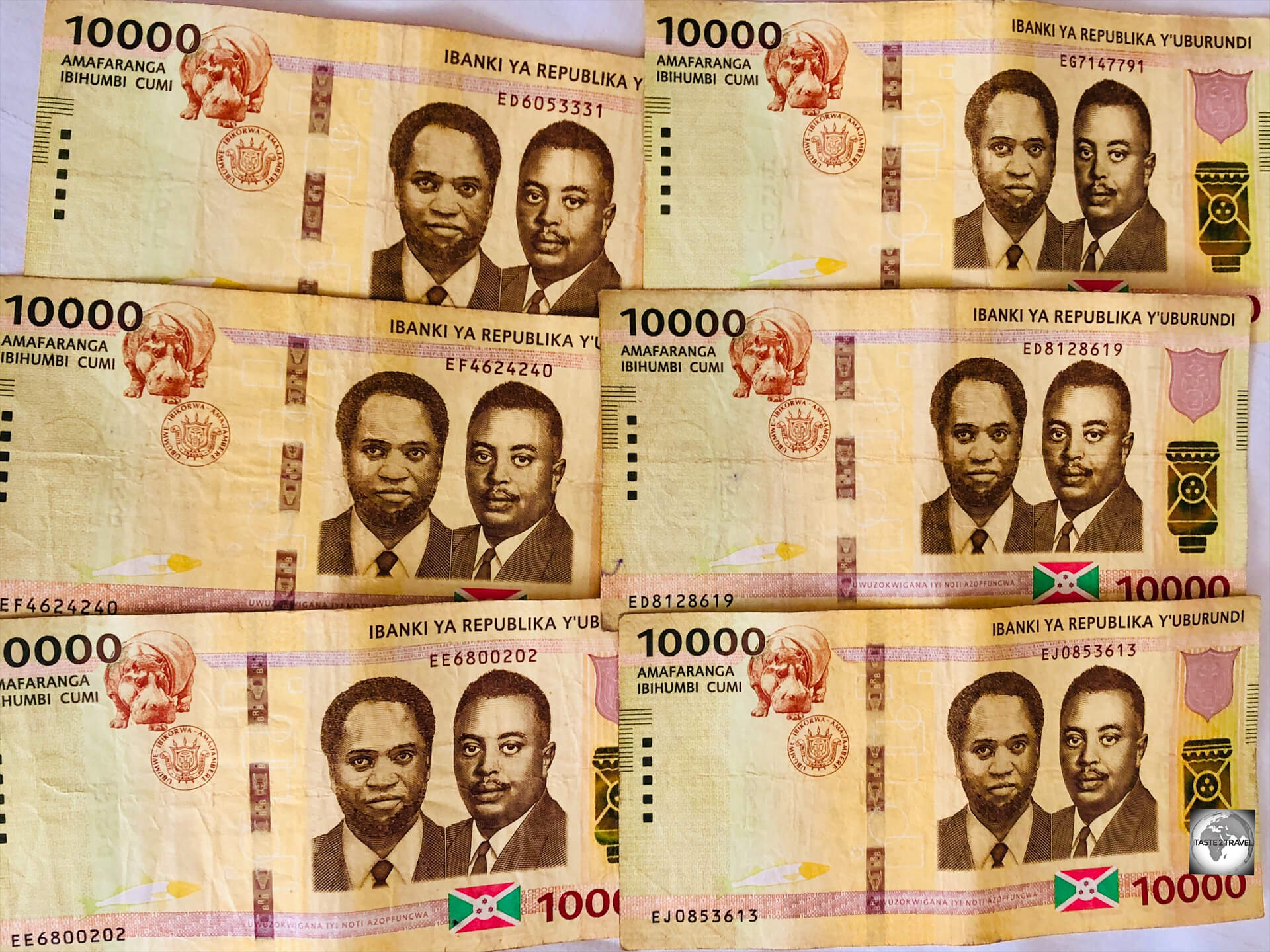 The 10,000 BIF bank note is the largest denomination note in Burundi.
