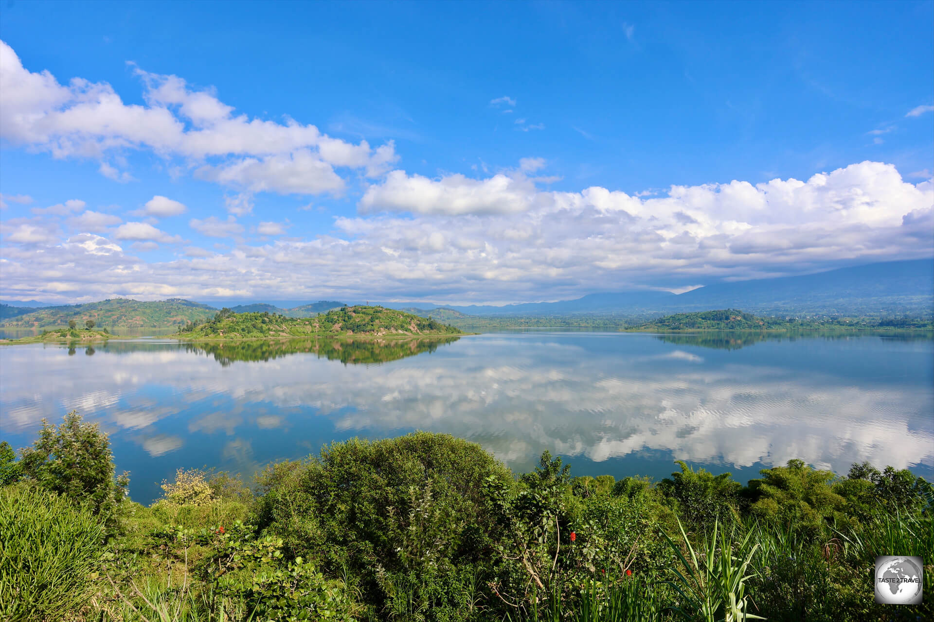 A view of the stunningly beautiful Lake Ruhondo, from my remote accommodation at 'My Hill Eco Lodge'.