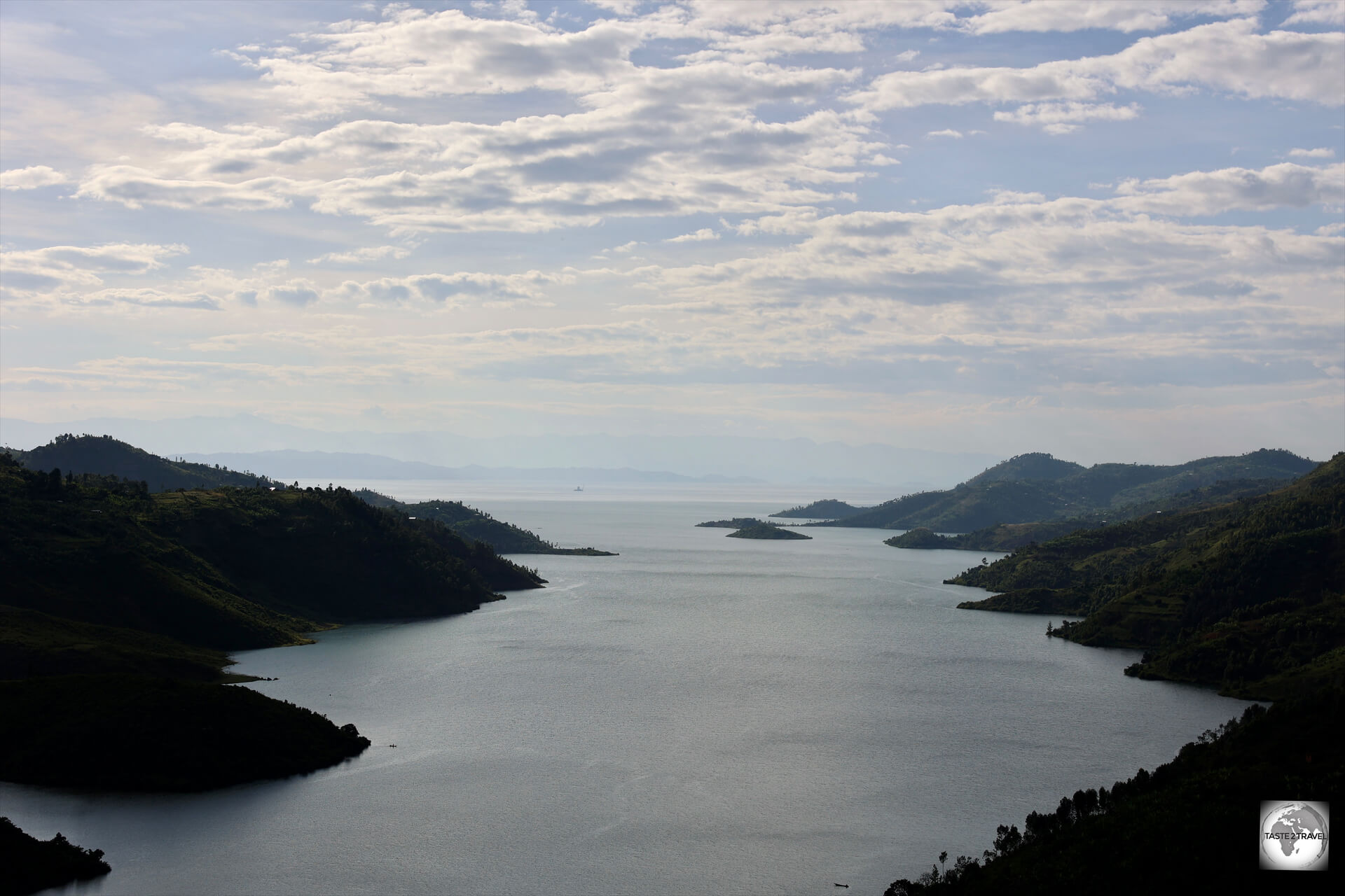 A view of Lake Kivu, which defines the border between Rwanda and the DRC.