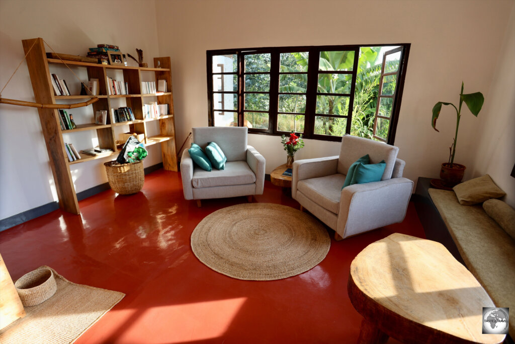 Rutete Eco Lodge offers many inviting spaces where guests can relax after a day of exploring the nearby Akagera National Park.