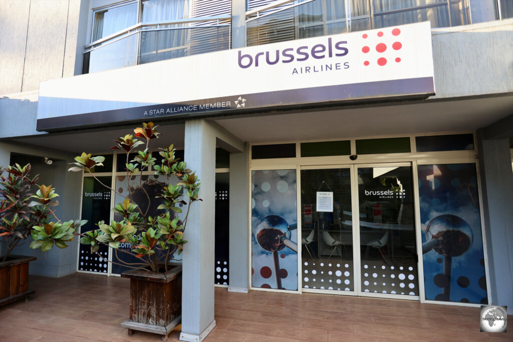 The former Sabena office at the Hotel des Mille Collines is now occupied by its successor, Brussels Airlines.