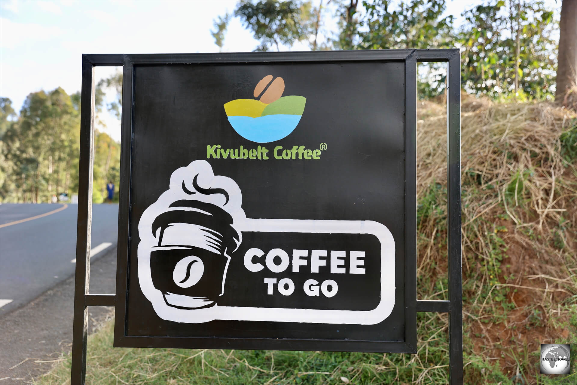 A welcome sign after a long day of driving - a coffee stop at Kivubelt Coffee!