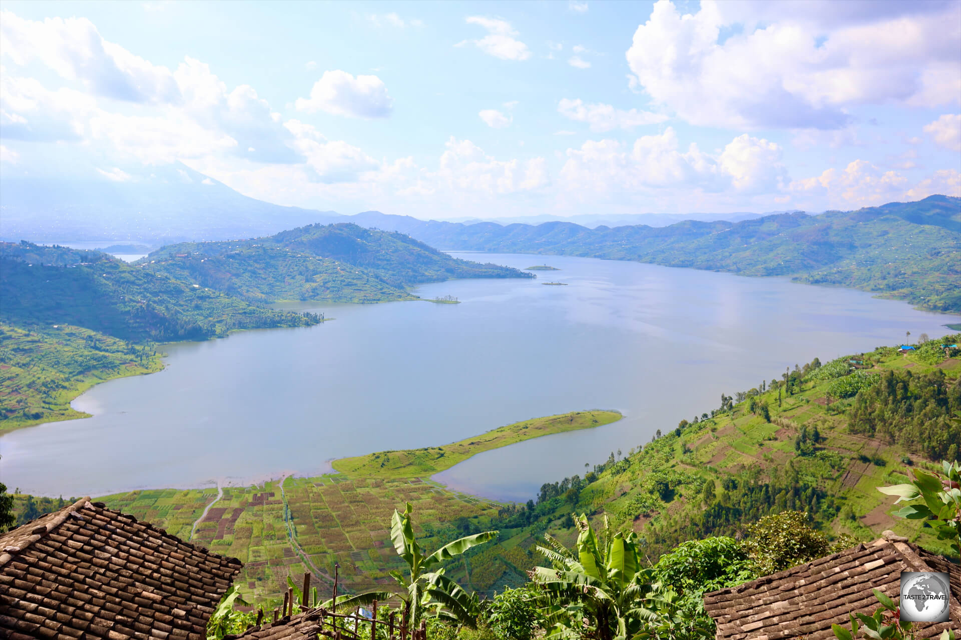 The lush hills surrounding Lake Ruhondo are intensively farmed.