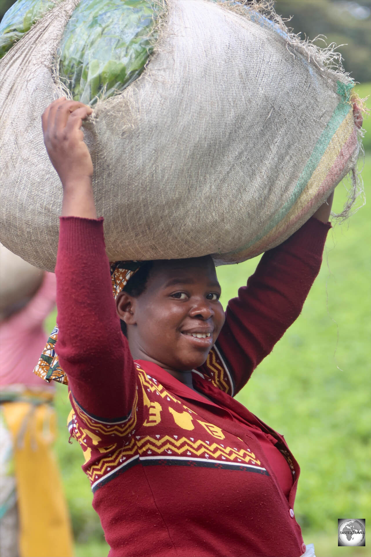 A tea picker at the Gisakura Tea Plantation.