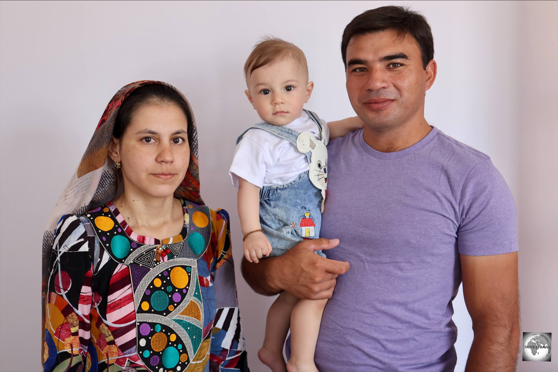 My driver/ guide, Rejep, and his family, inside their apartment in the city of Balkanabat.