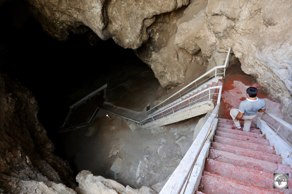 Kow Ata underground lake is reached via a series of stairways.