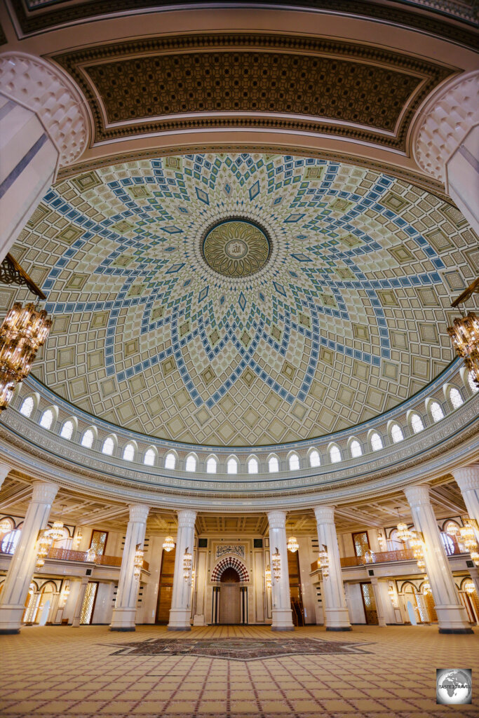 A view of the interior of Turkmenbashi Ruhy Mosque in Ashgabat.