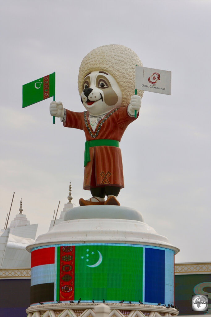 Turkmenistan's mascot for the 2017 "Asian Indoor and Martial Arts Games" was an Alabay dog called "Wepaly".