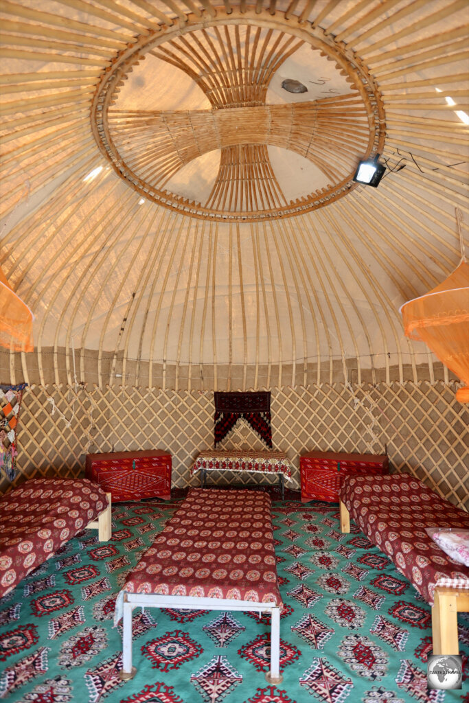 A view inside one of the accommodation Yurts at Darvaza.