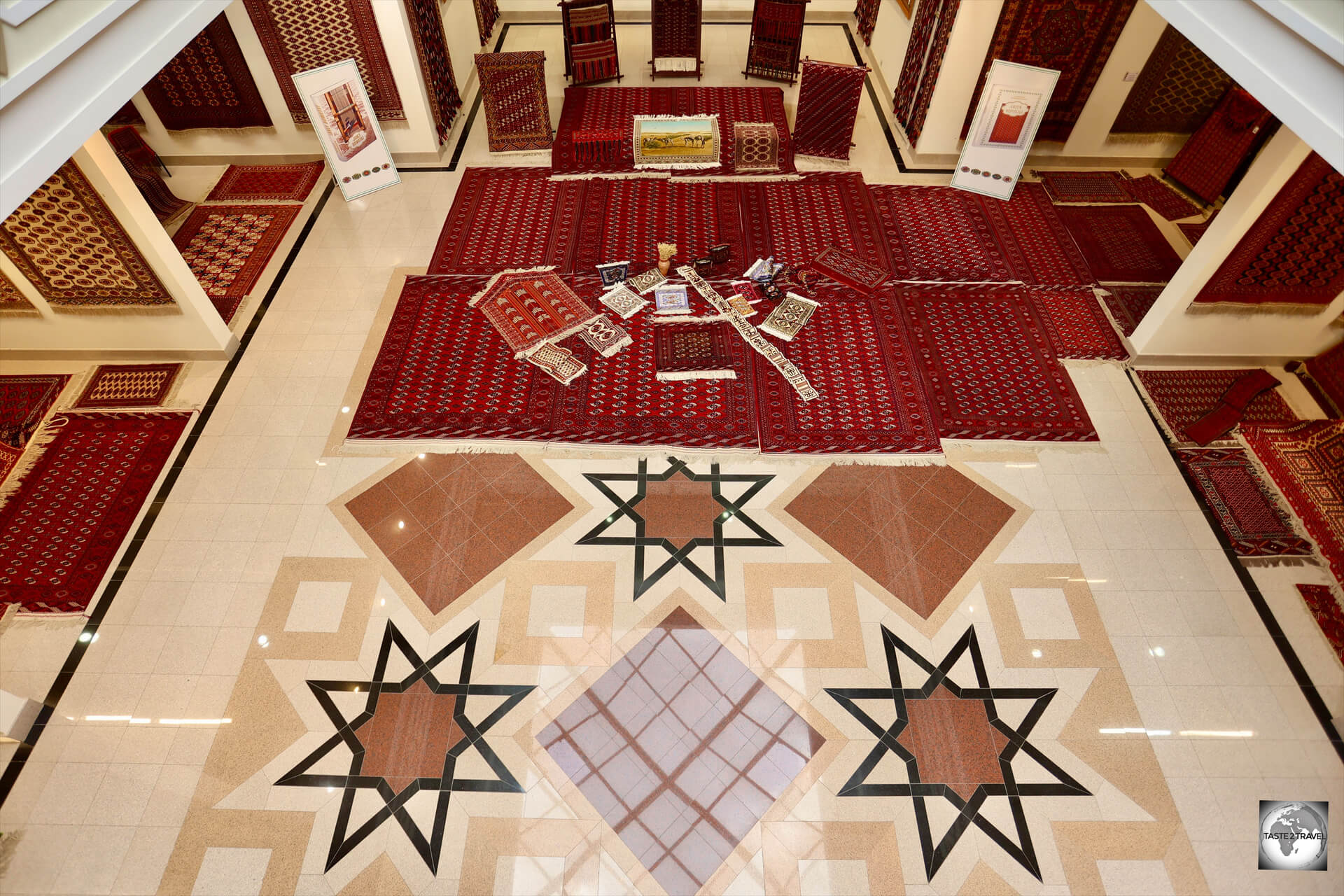Displays at the Turkmen Carpet Museum in Ashgabat.