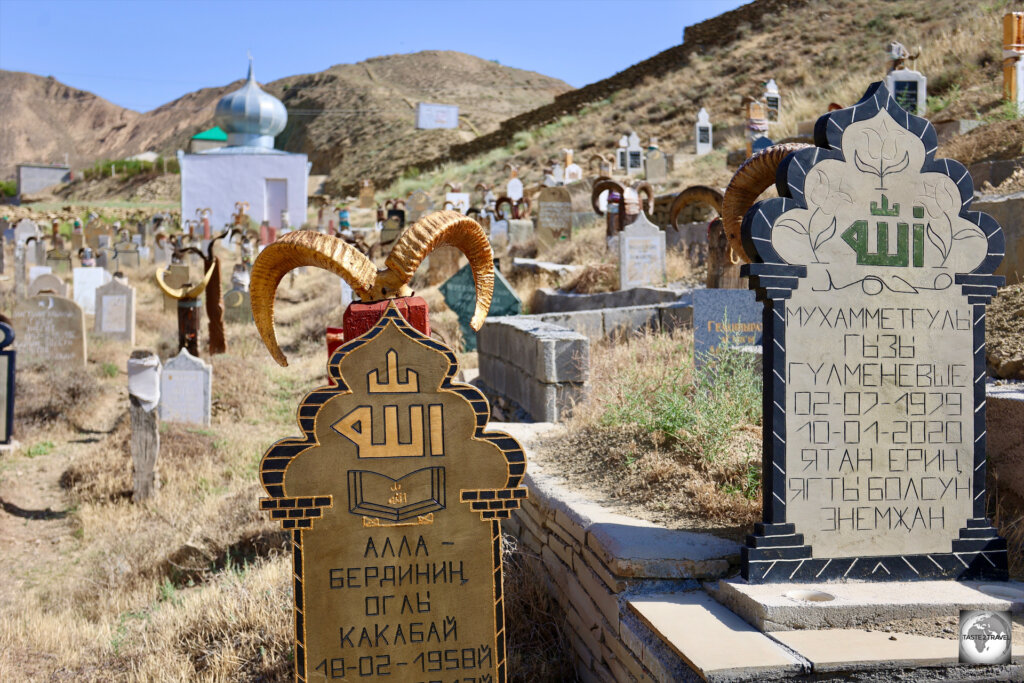 In the mountain village of Nokhur, graves markers include the horns of mountain goats, which are said to ward off evil spirits.
