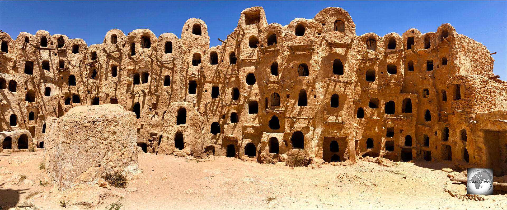 A panoramic view of the fortified granary at Kabaw.