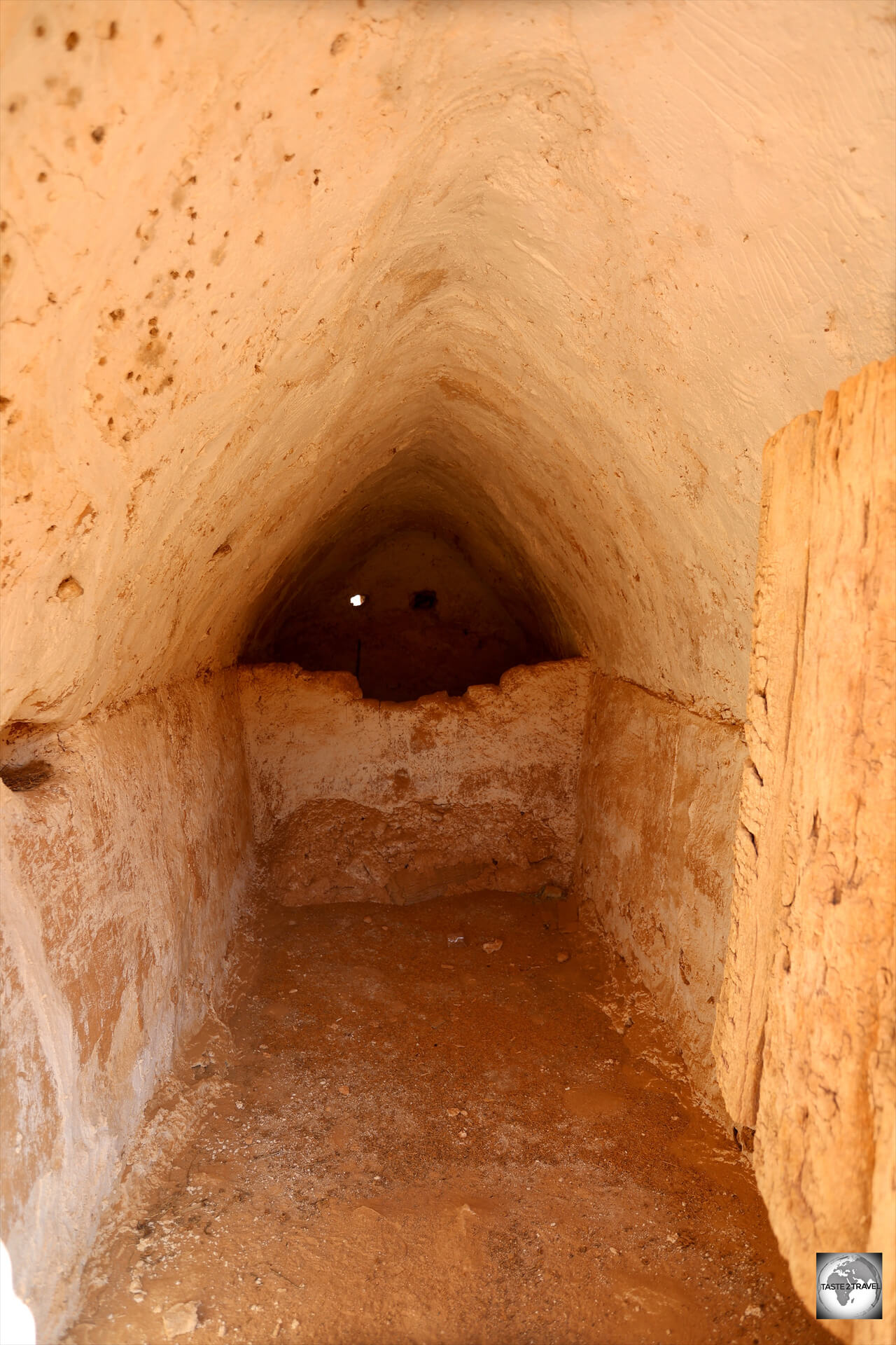 A view of one of the 114 chambers which were once used to store food.