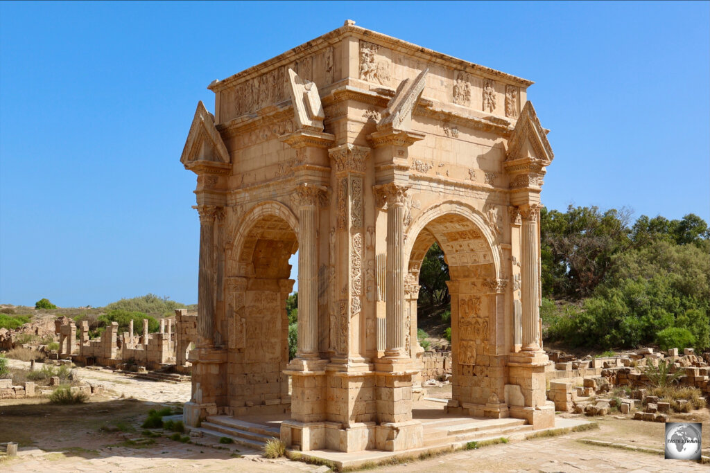 The Arch of Septimius Severus is a triumphal arch at Leptis Magna. It was commissioned by the Libyan-born Roman Emperor Septimius Severus.
