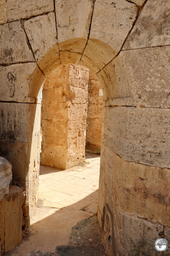 Leptis Magna is full of ingenious architectural designs, such as this angled doorway at Hadrian's bathhouse which would have reduced wind flow.