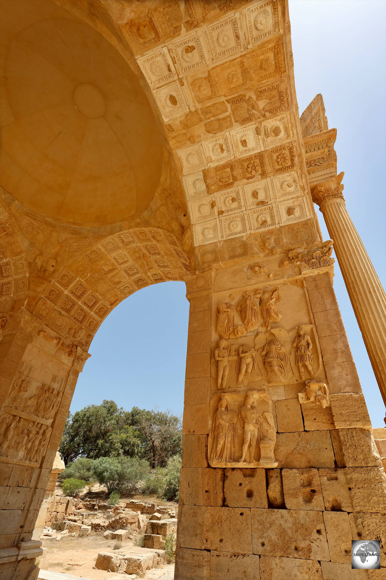 Detail of the Arch of Septimius Severus in Leptis Magna.
