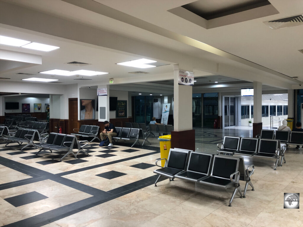 The departure hall at Mitiga International Airport, the gateway to Tripoli.