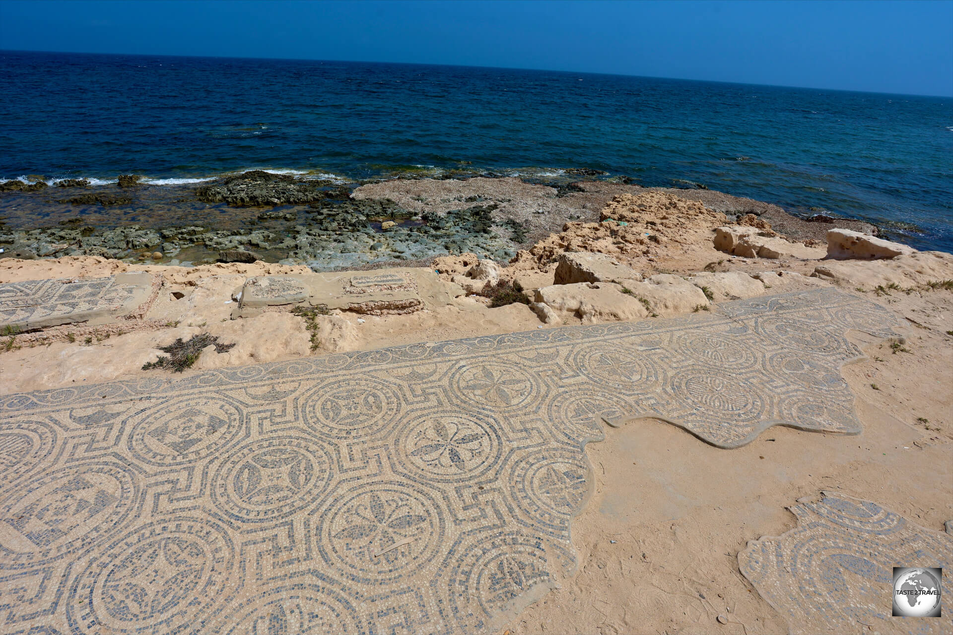 Coastal erosion has resulted in some of the former residences, and mosaics, being lost to the sea.