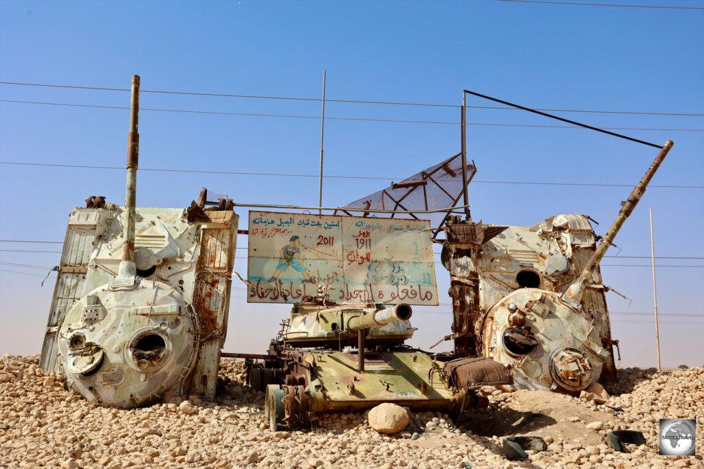 The three tanks which comprise the tank monument, near the village of Gasr Al-Hajj, are a truly striking, and somewhat quirky, sight.