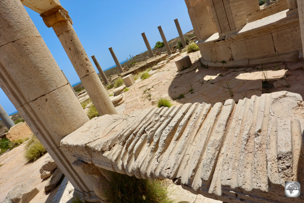 This stone block, in the market place at Leptis Magna, was used by shop keeper's for sharpening their knives.