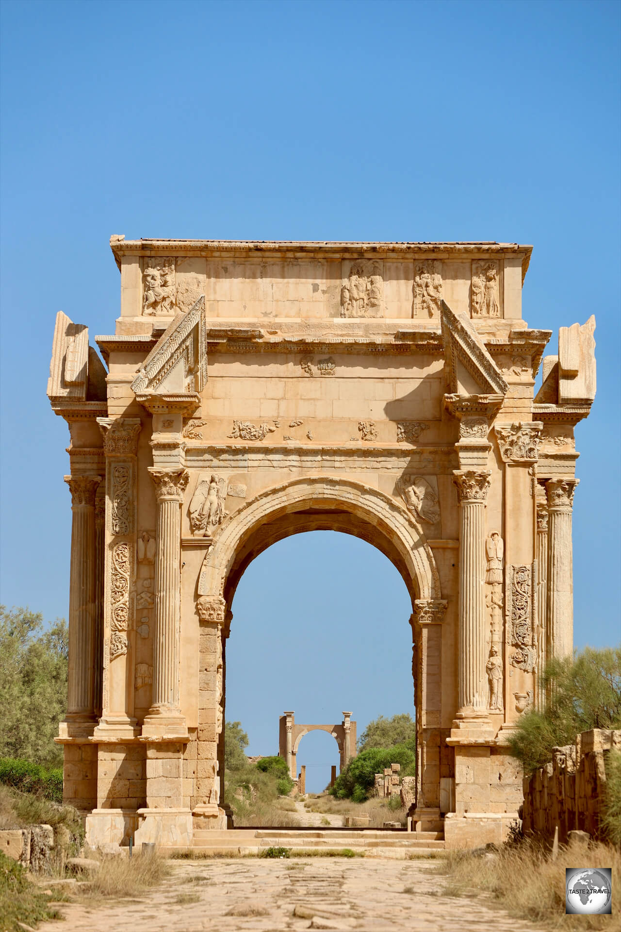 The Arch of Septimius Severus in Leptis Magna.