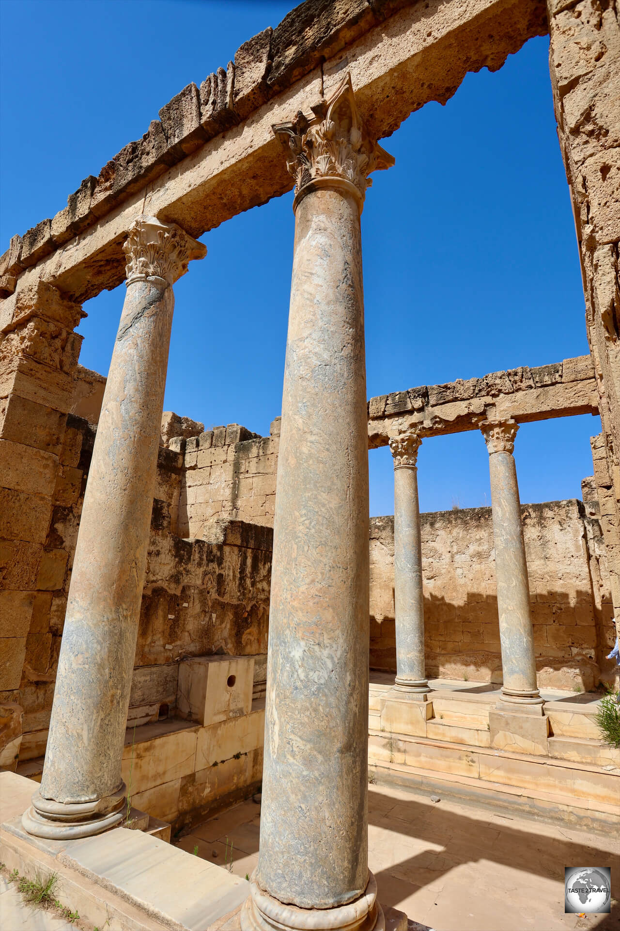 A view of the Baths of Hadrian at Leptis Magna.